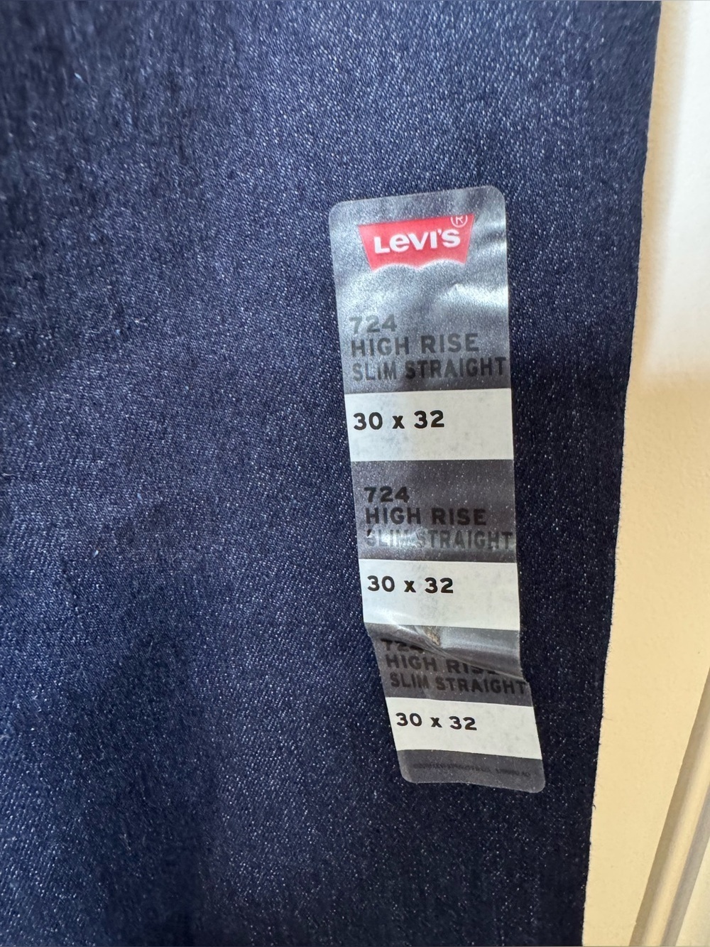 Levi's Men 724 high rise slim straight Dark Blue Jeans size 30x32 stretch - Picture 6 of 7